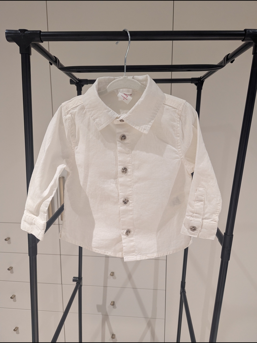 Seed Heritage White Button-Down Shirt for Kids Linen And Cotton